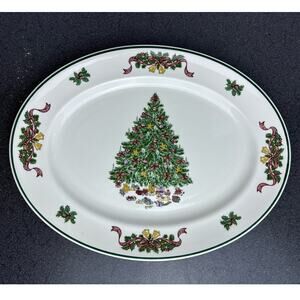 JOHNSON BROS Victorian Christmas Oval Platter 13.75 x 10.75 Made in England
